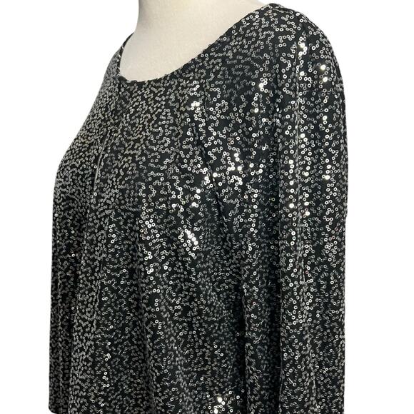 Nina Leonard Jacket Womens XL Black Sequined Cardigan Sparkle Evening Classic - Picture 4 of 16